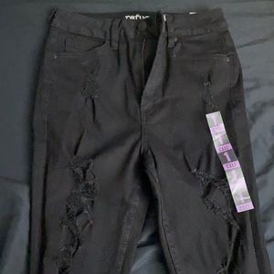 black high waisted ripped jeans